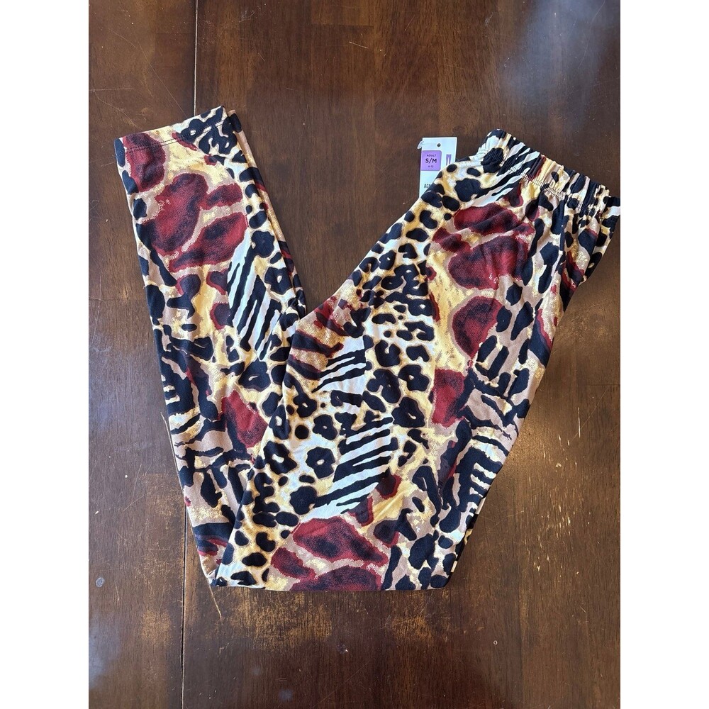 Leggings animal print cheetah leopard tiger zebra black gold vacation casual NEW